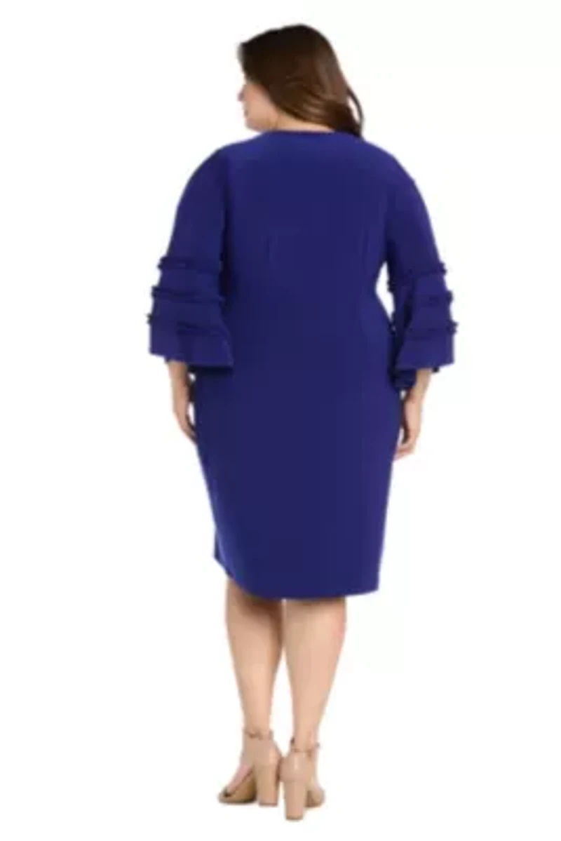 Womens 1Pc Bell Sleeve Faux Wrap Dress