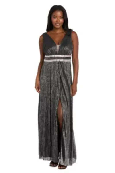 Long Metallic Crinkle Dress