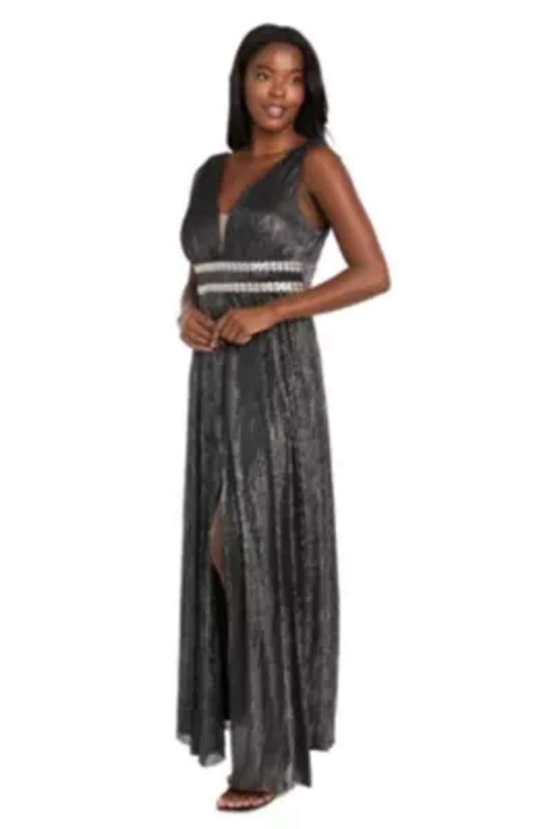 Long Metallic Crinkle Dress