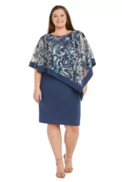 Womens 1Pc Banded Embroidered Sequin Poncho Dress