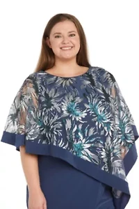 Womens 1Pc Banded Embroidered Sequin Poncho Dress