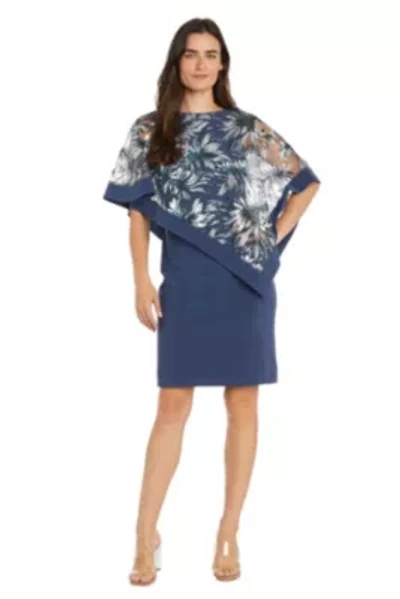 Missy 1Pc Banded Embroidered Sequin Poncho Dress