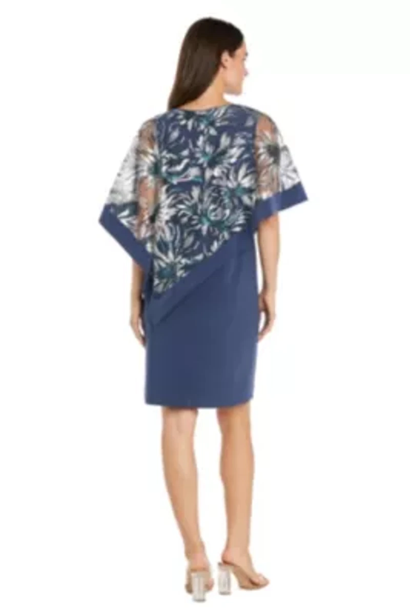 Missy 1Pc Banded Embroidered Sequin Poncho Dress
