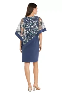 Missy 1Pc Banded Embroidered Sequin Poncho Dress