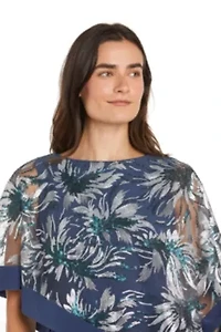 Missy 1Pc Banded Embroidered Sequin Poncho Dress