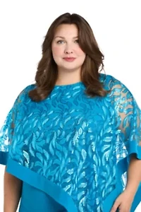 Womens 1Pc Leaf Sequin Pattern Poncho Dress