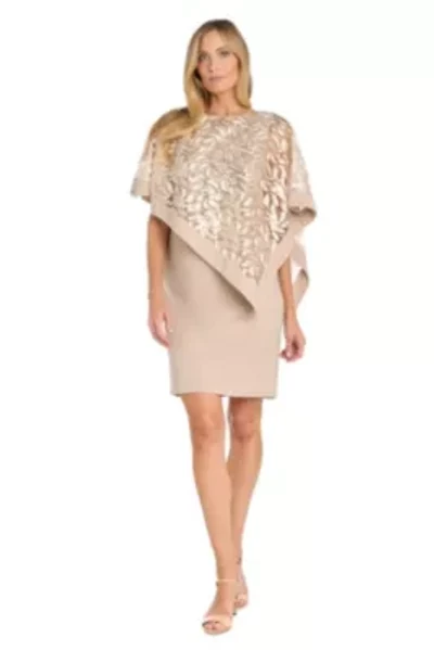 Missy 1Pc Leaf Sequin Pattern Poncho Dress