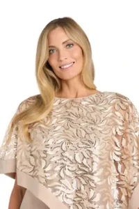 Missy 1Pc Leaf Sequin Pattern Poncho Dress