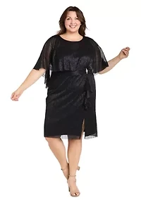Plus Short Sleeve Crew Neck Chiffon Dress