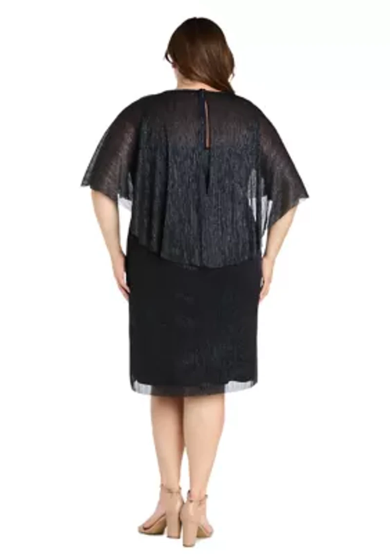 Plus Short Sleeve Crew Neck Chiffon Dress