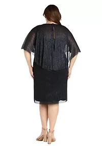 Plus Short Sleeve Crew Neck Chiffon Dress