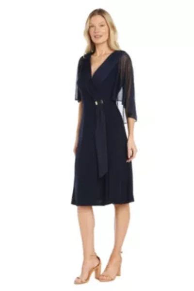 Missy 1Pc Capelet Faux Wrap Waist Detail Dress