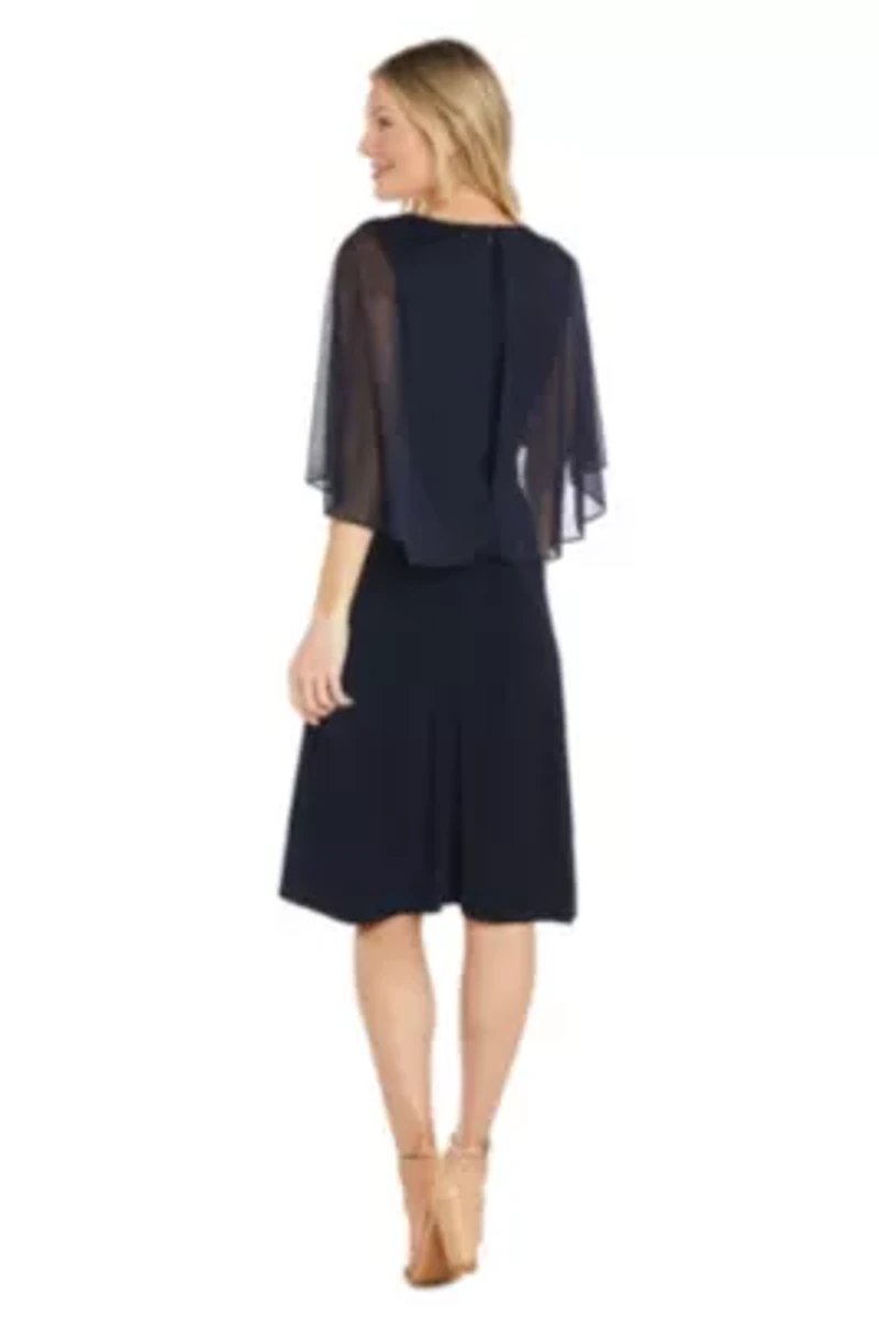 Missy 1Pc Capelet Faux Wrap Waist Detail Dress