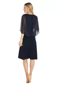 Missy 1Pc Capelet Faux Wrap Waist Detail Dress
