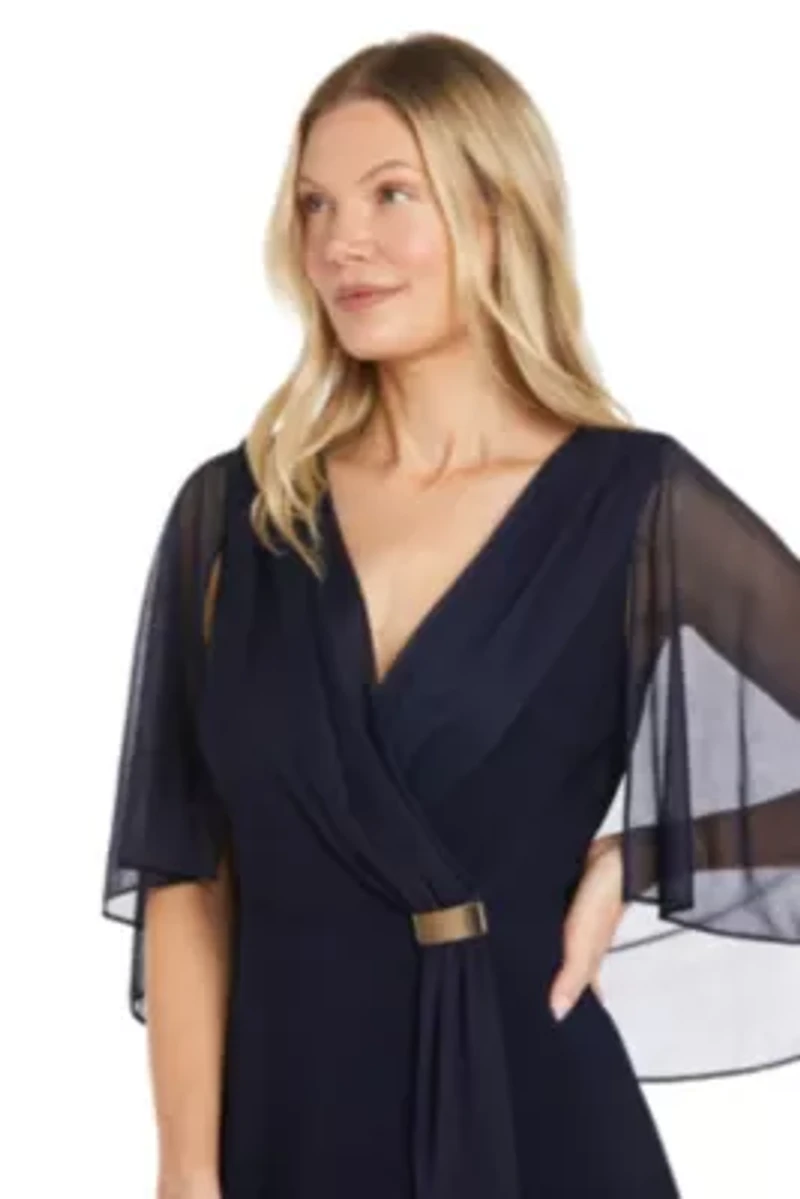 Missy 1Pc Capelet Faux Wrap Waist Detail Dress