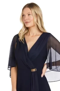 Missy 1Pc Capelet Faux Wrap Waist Detail Dress