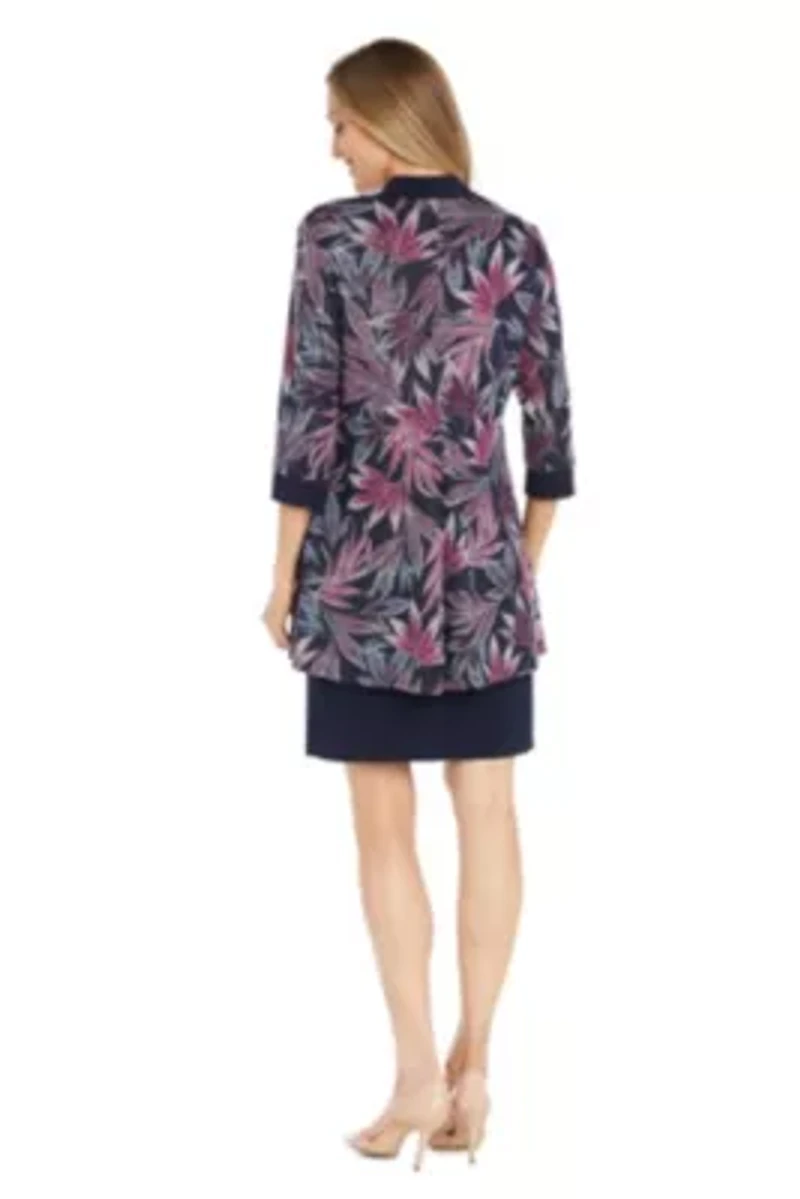 2Pc Printed Jacket Dress with Detachable Necklace