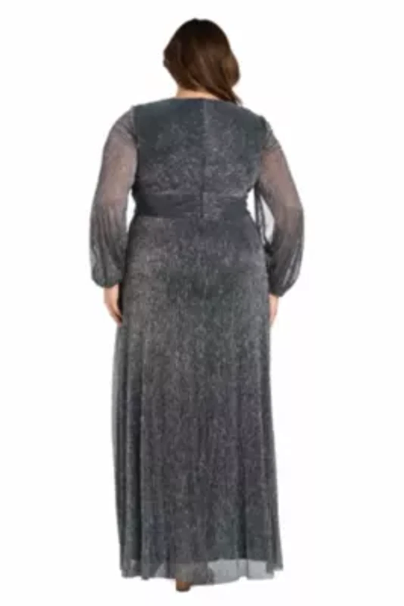 Womens 1Pc Long Crinkle Pleated Dress with Split Sleeve