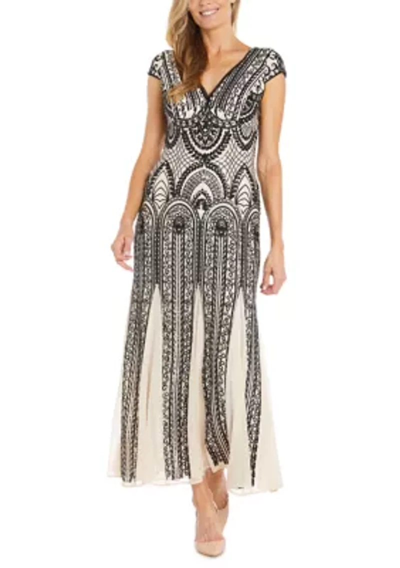 Women's Beaded Godet Gown
