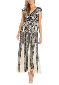 Women's Beaded Godet Gown