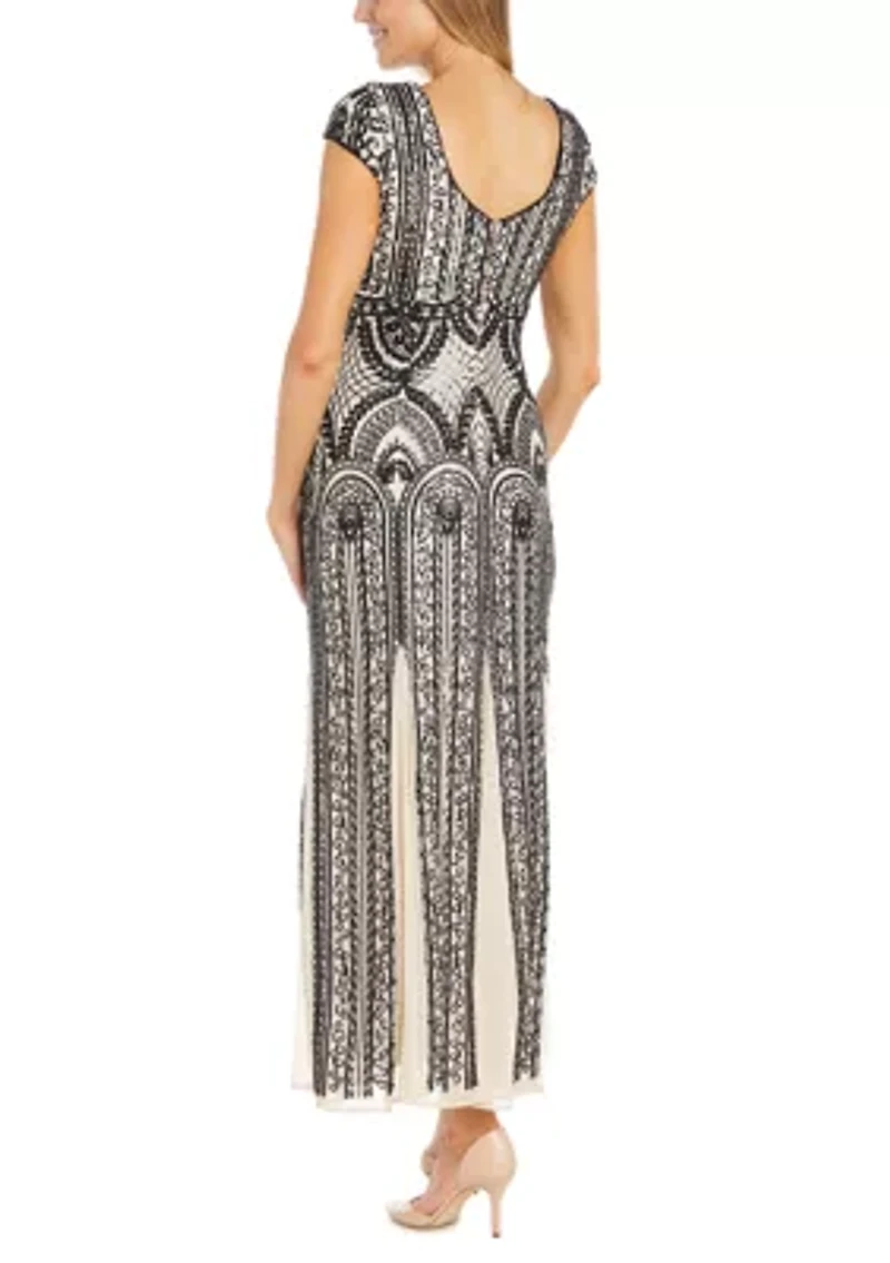 Women's Beaded Godet Gown