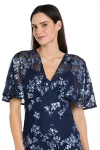 Long Sequin Floral Dress