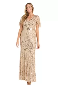 Long Sequin Gold Dress