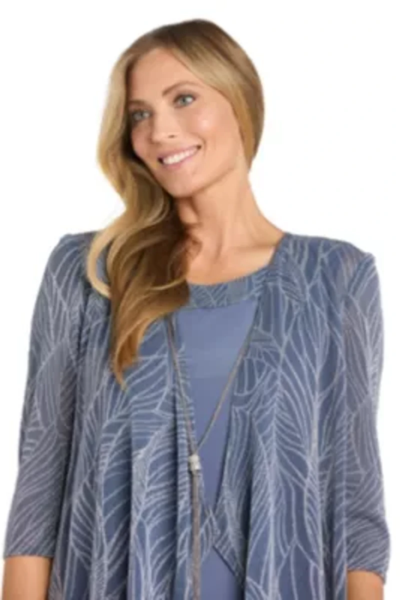 2Pc Printed Jacket Dress with Detachable Necklace