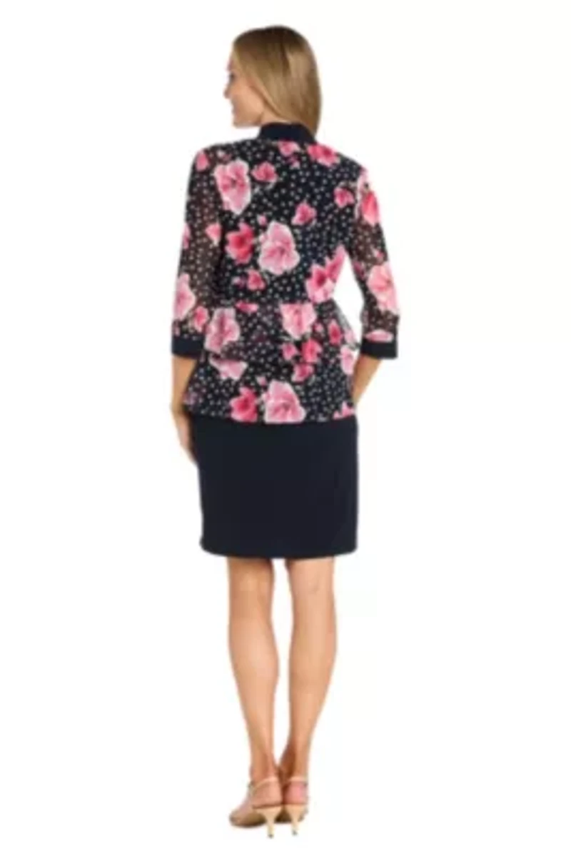 2Pc Printed Jacket Dress with Detachable Necklace