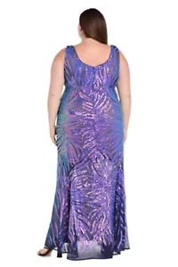 Long Two Tone Sequin Dress