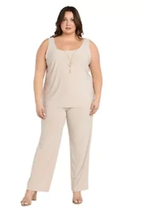 Plus 3pc Pantsuit with a Threadwork and Beaded Pattern Jacket