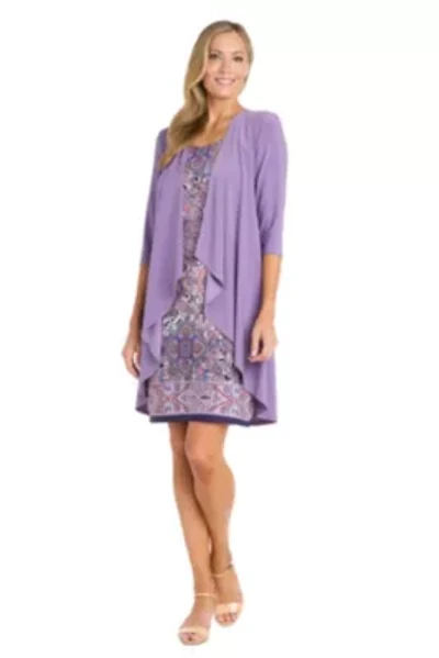 2Pc Paisley Printed Tank Dress with Jacket and Detachable Necklace