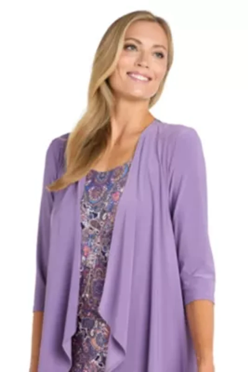 2Pc Paisley Printed Tank Dress with Jacket and Detachable Necklace