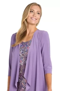2Pc Paisley Printed Tank Dress with Jacket and Detachable Necklace