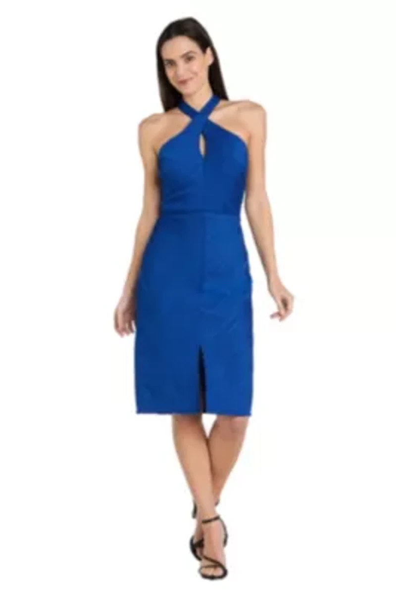 Short Scuba Rib Knit Halter Dress