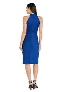 Short Scuba Rib Knit Halter Dress