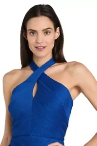 Short Scuba Rib Knit Halter Dress