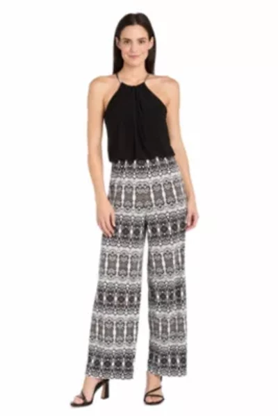 Missy 1Pc Mixed Media Blouson Jumpsuit