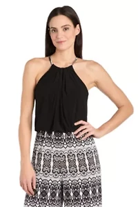 Missy 1Pc Mixed Media Blouson Jumpsuit