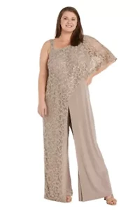 1Pc Emb Sequins Lace Caplet Jumpsuit With Straps