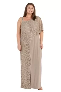 1Pc Emb Sequins Lace Caplet Jumpsuit With Straps