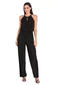 Missy 1Pc Herringbone Jumpsuit with Necklace