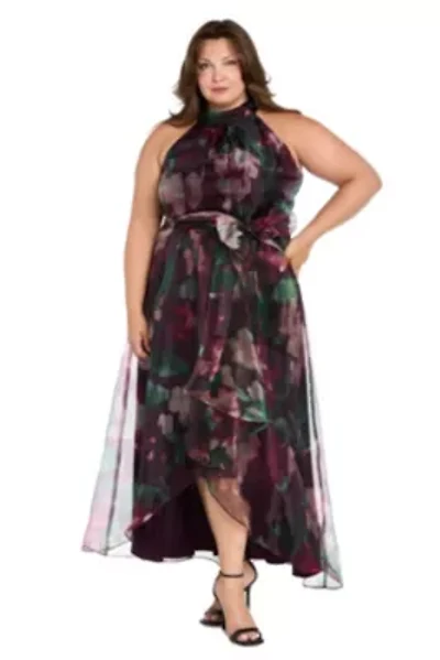 Long Printed Organza Dress