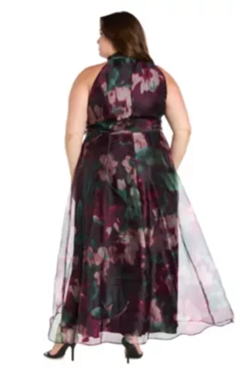 Long Printed Organza Dress
