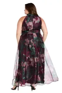 Long Printed Organza Dress