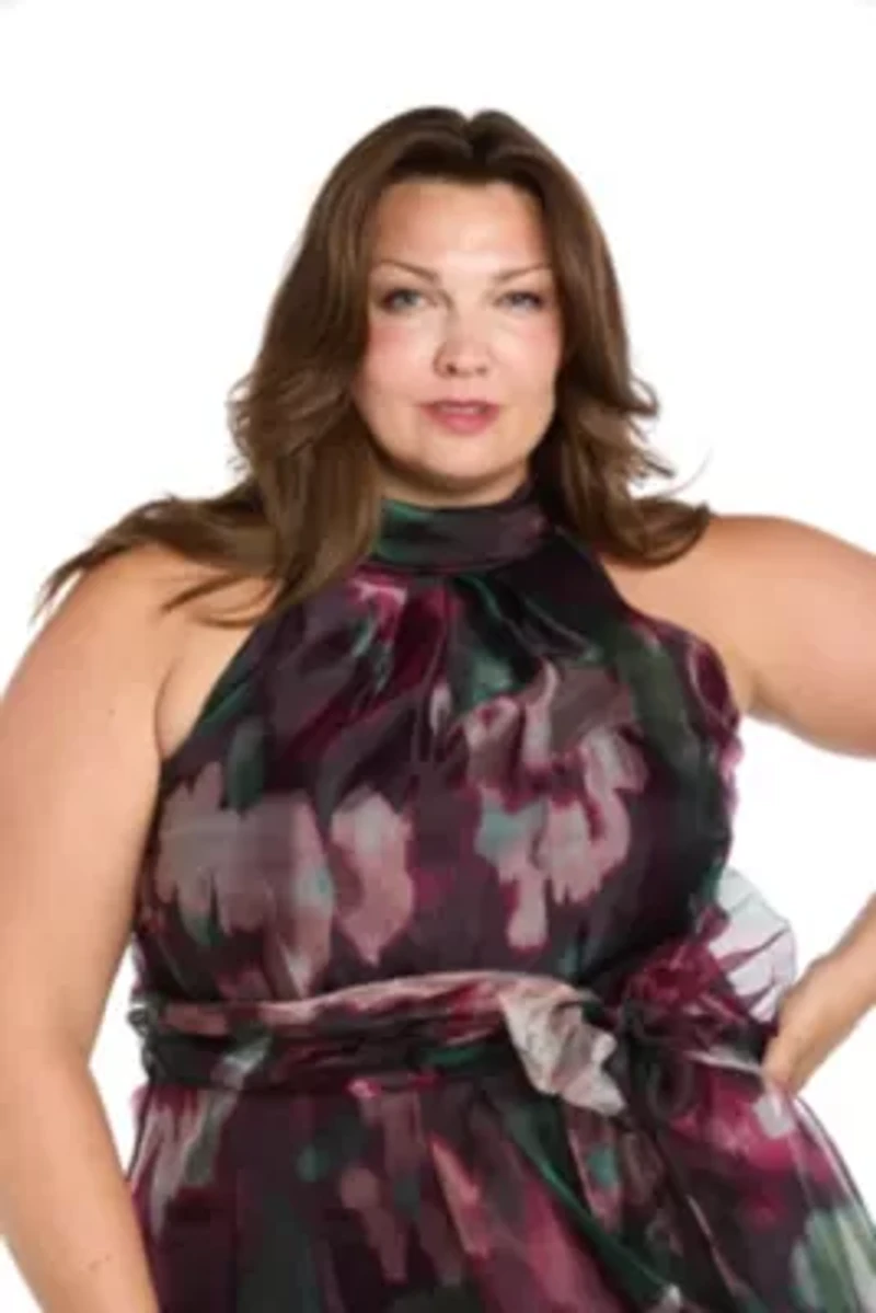 Long Printed Organza Dress