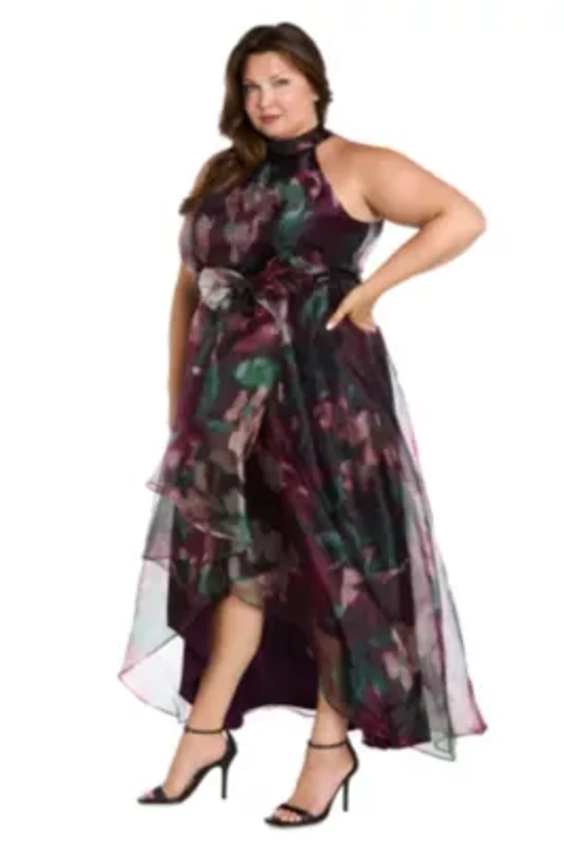 Long Printed Organza Dress