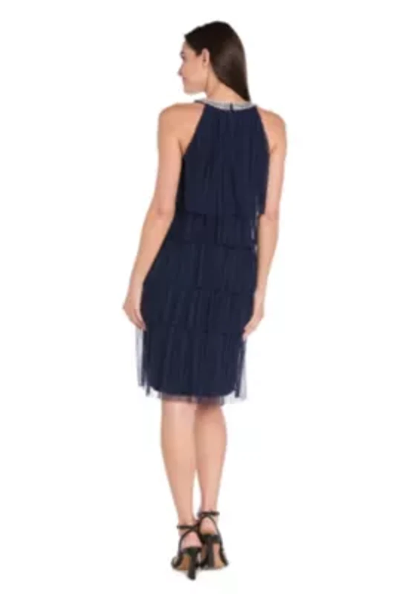 Pleated Mesh Tiered Short Dress