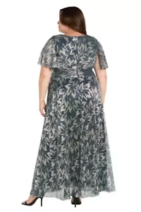 Long Metallic Printed Dress