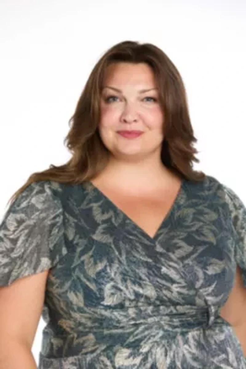 Long Metallic Printed Dress